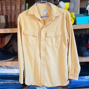 L.L. Bean Mustard Yellow Chamois Cloth Shirt Small Regular